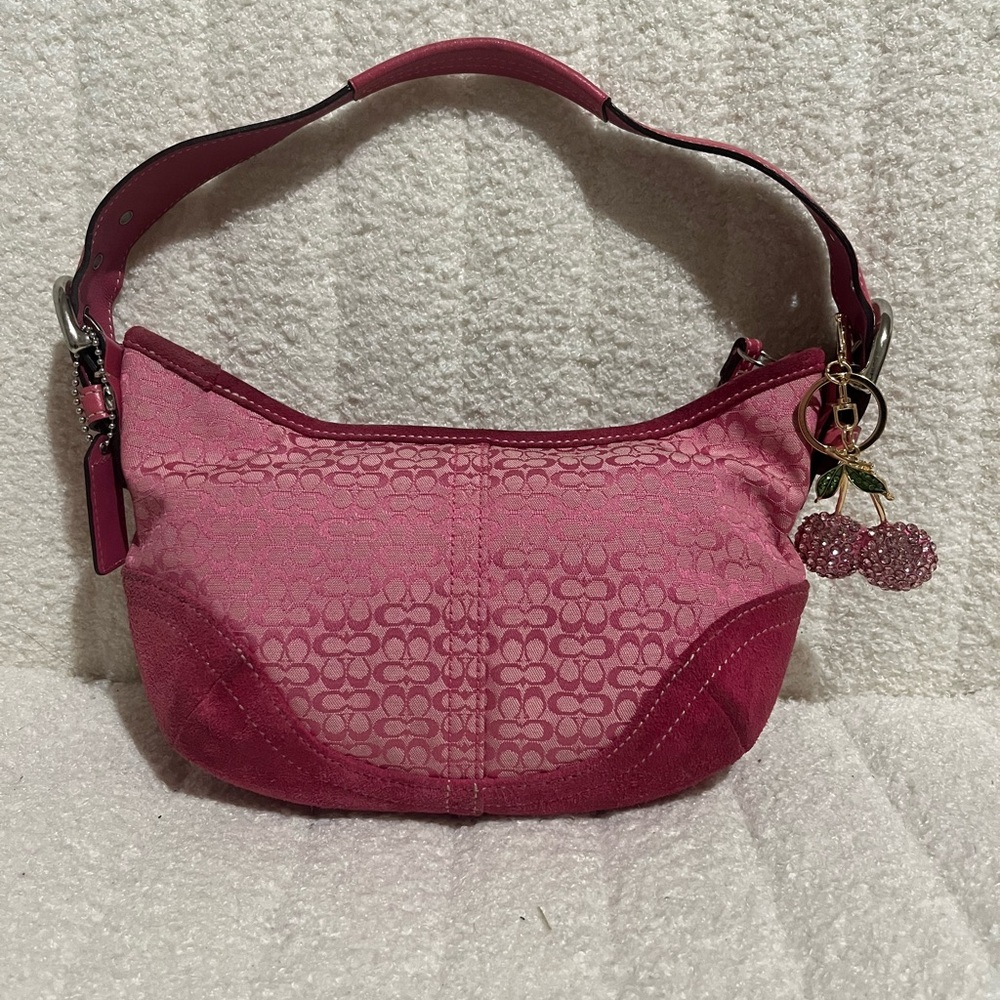 Coach Pink Shoulder Bag with Signature Design